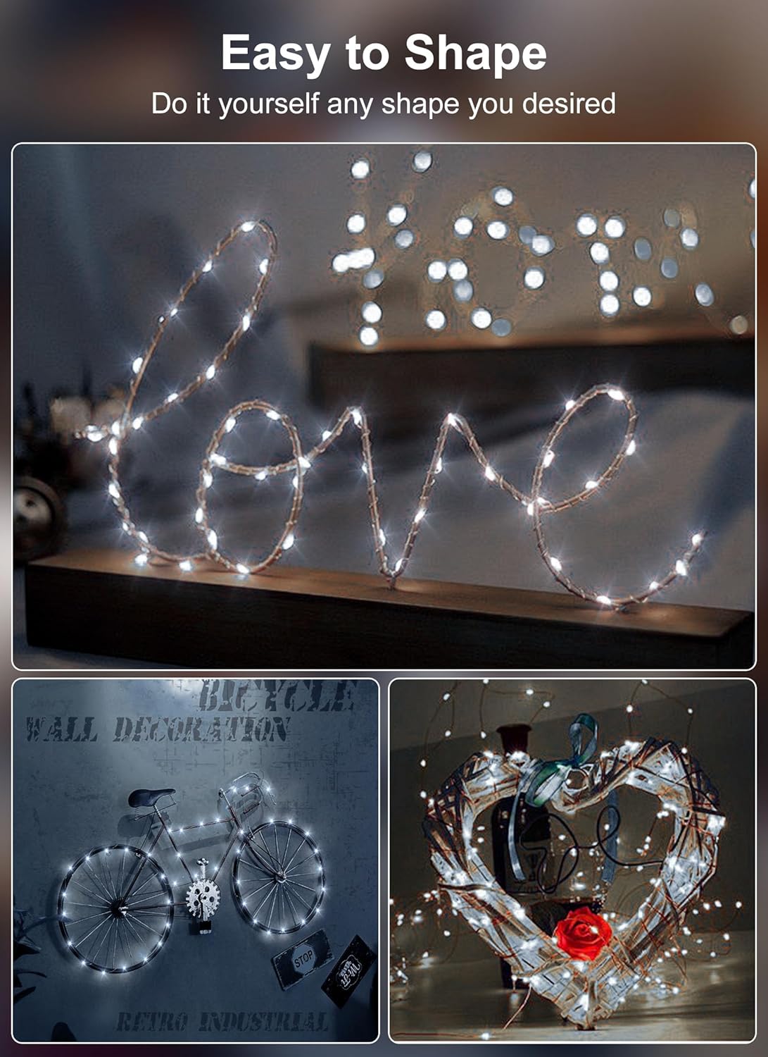 66Ft 200 LED Outdoor String Lights, Pure White Fairy Lights Battery Operated with Remote, Waterproof Twinkle Lights for Bedroom Dorm Patio Tapestry Backyard Garden Party Indoor Christmas Decoration