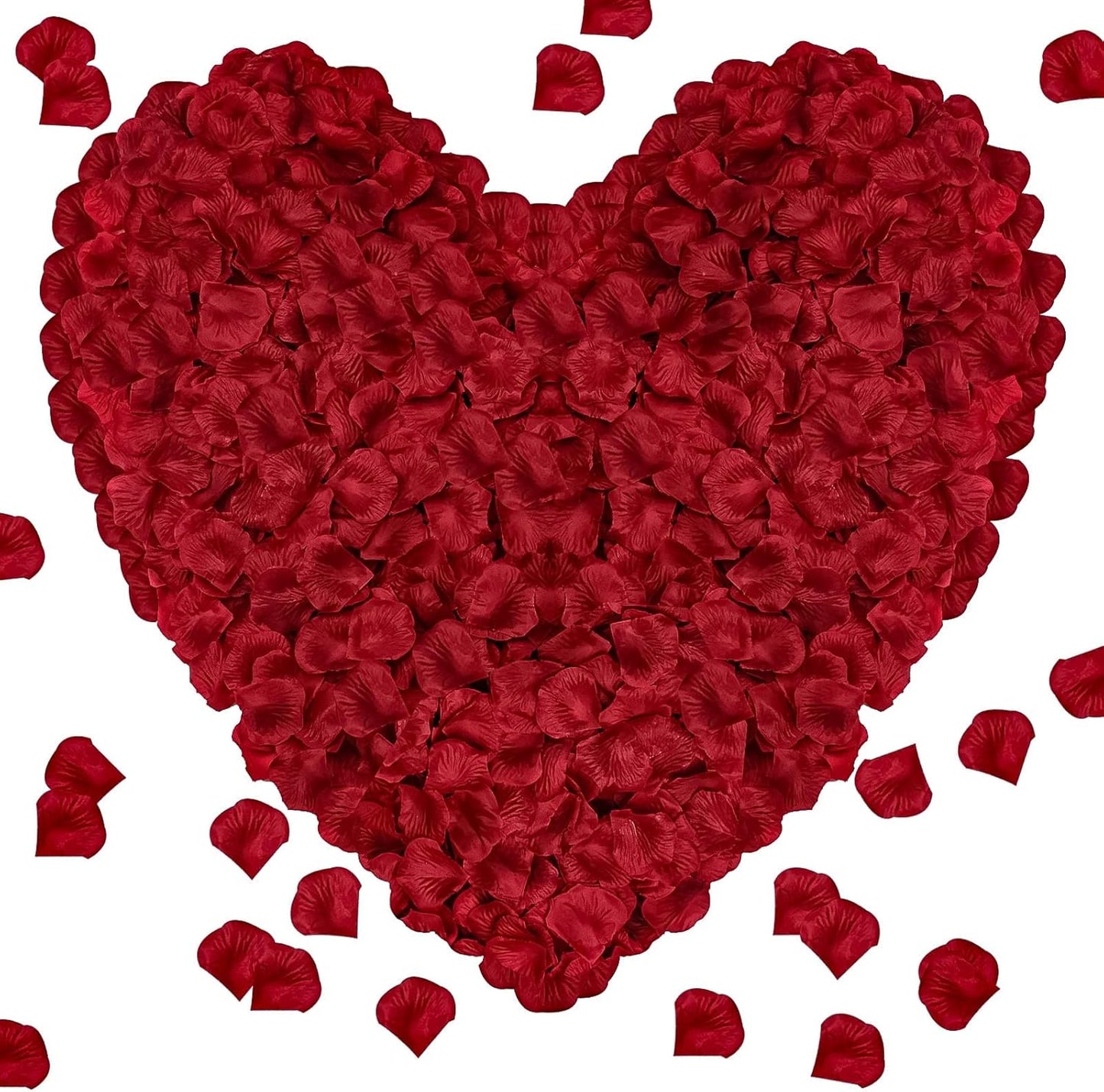 1000Pieces Rose Petals, Artificial Flower Petals Fake Rose Petals for Romantic Night,Wedding,Proposal Anniversary Flower Decorations(Dark Red)
