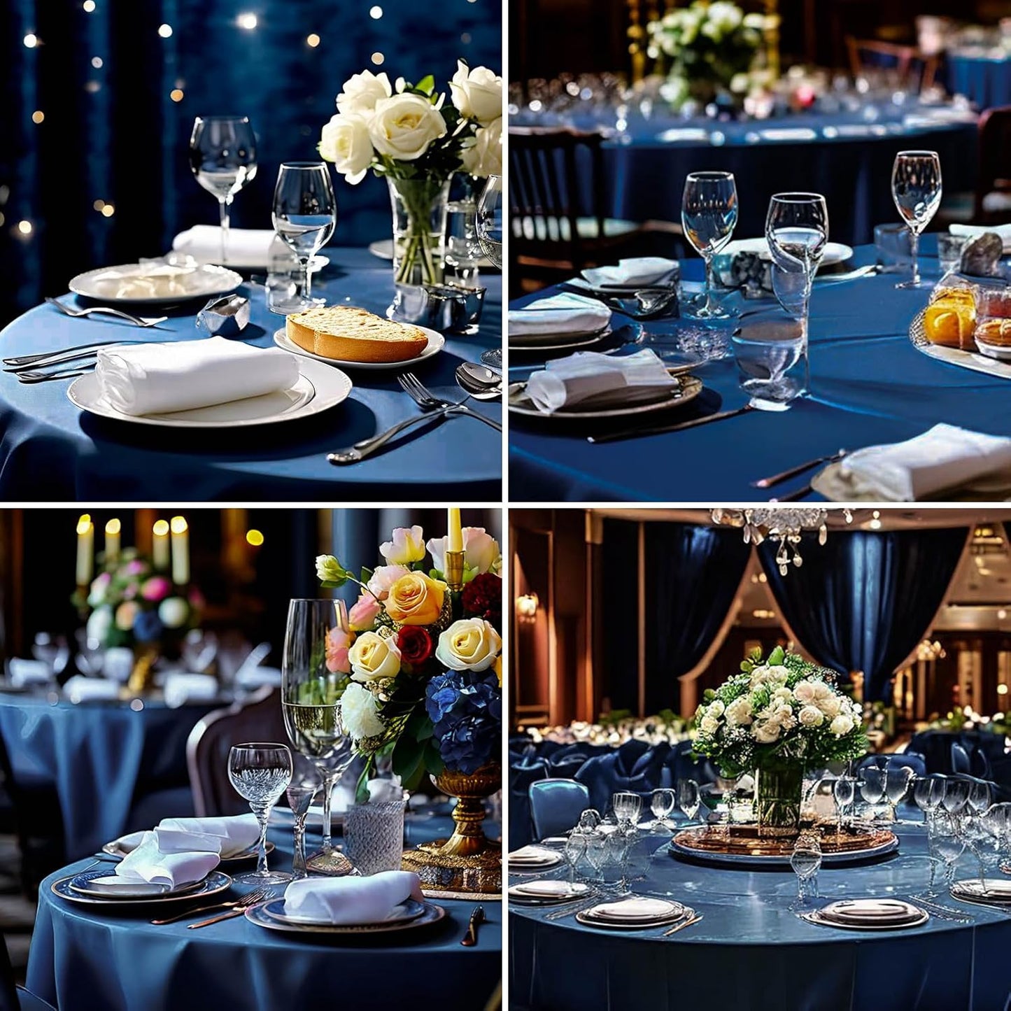 Round Tablecloth 120 Inch Tablecloth 2 Pack Navy Blue Table Cloths Washable Decorative Linen Polyester TableClothes Cover for Dining Table Banquets Buffet Parties and Wedding