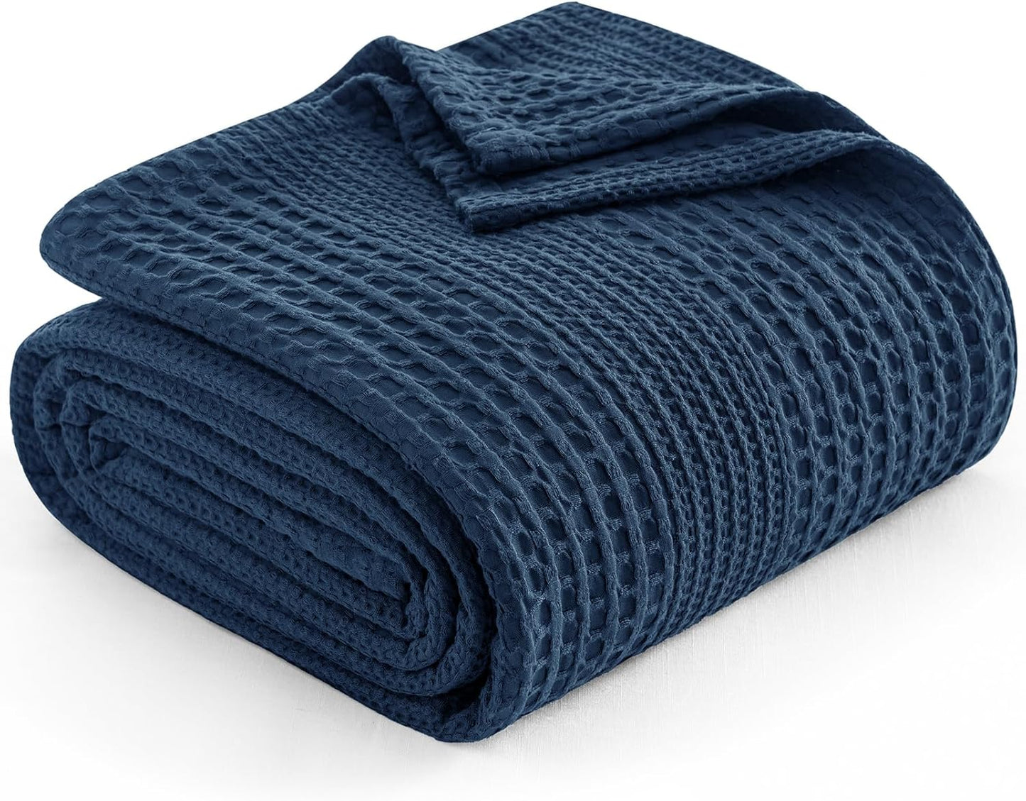 PHF Lightweight Waffle Weave Blanket King Size, Breathable & Ultra Soft, 104"x 90" Soft & Cozy Thin Blanket for All Season & Hot Sleepers, Bed, Home Decor - Navy Blue