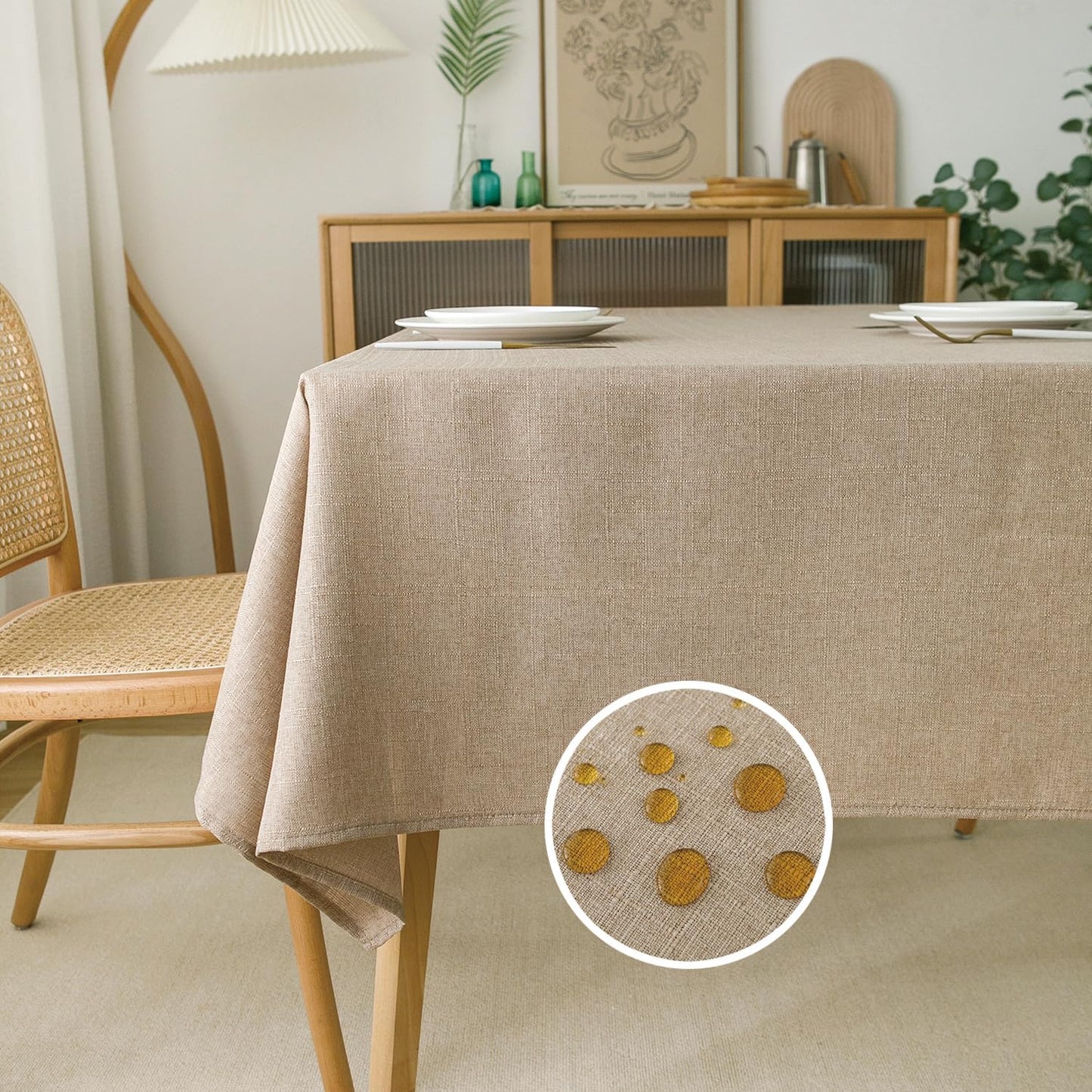 NLMUVW Linen Tablecloth for Square Tables - Burlap Textured Table Cloth Water Resistant Farmhouse Decorative Table Cover for Dining Kitchen Card, 48 x 48 Inch