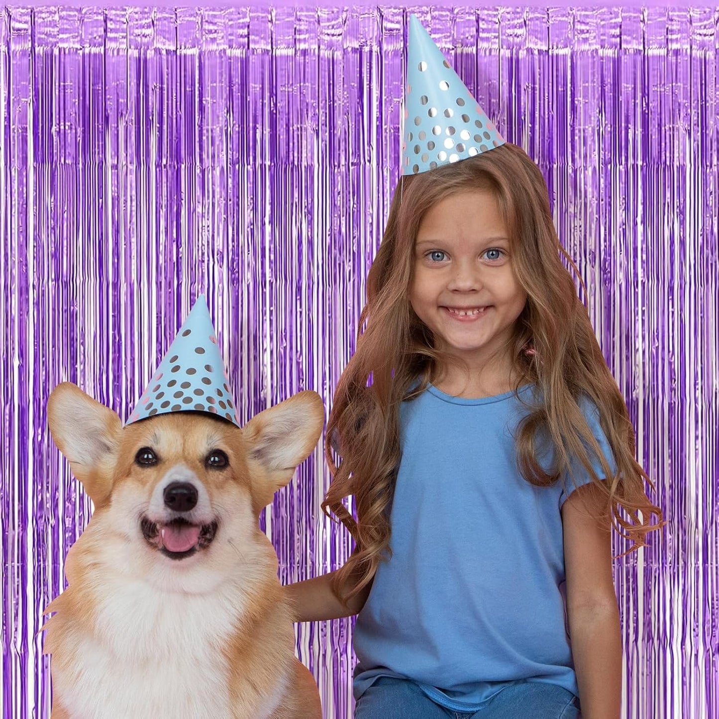 5 Pack Purple Foil Curtain Backdrop 3.2ft x 8.2ft Tinsel Foil Fringe Curtains Macaron Photo Booth Streamer Backdrop for Party Decorations Birthday Baby Shower Bachelorette Holiday (Light Purple)