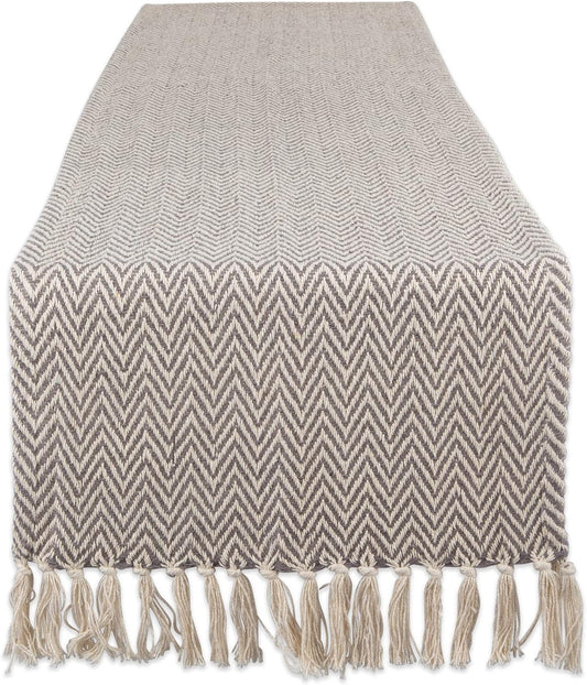 DII Woven Basic Tabletop Collection, Chevron Table Runner, 15x108, Gray