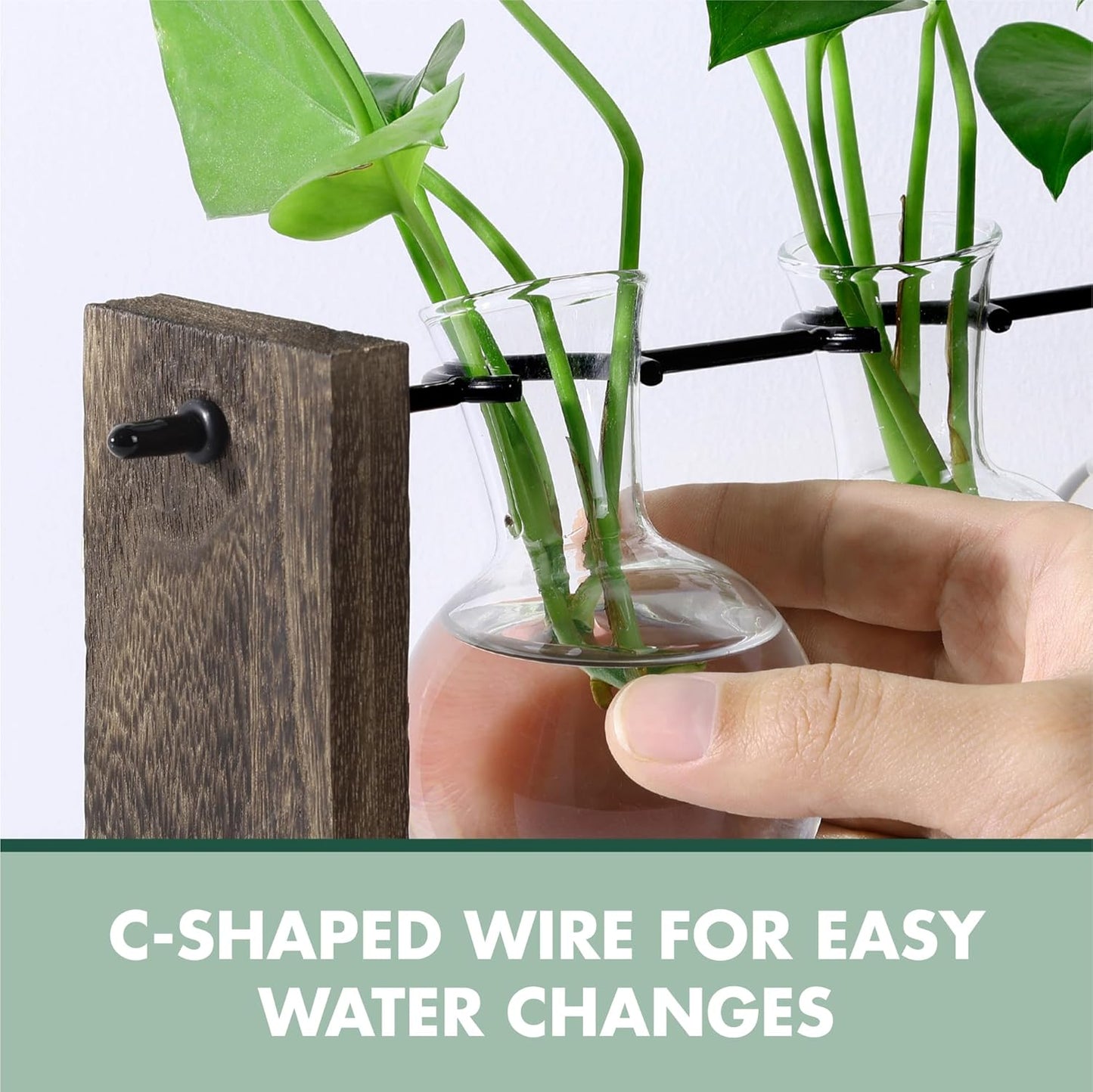 Garden Republic Plant Propagation Station, Wooden Stand with Propagation Tubes, Hanging Plant Glass Tubes Station, Elegant Home Decor, Easy Water Changes, Bamboo Color