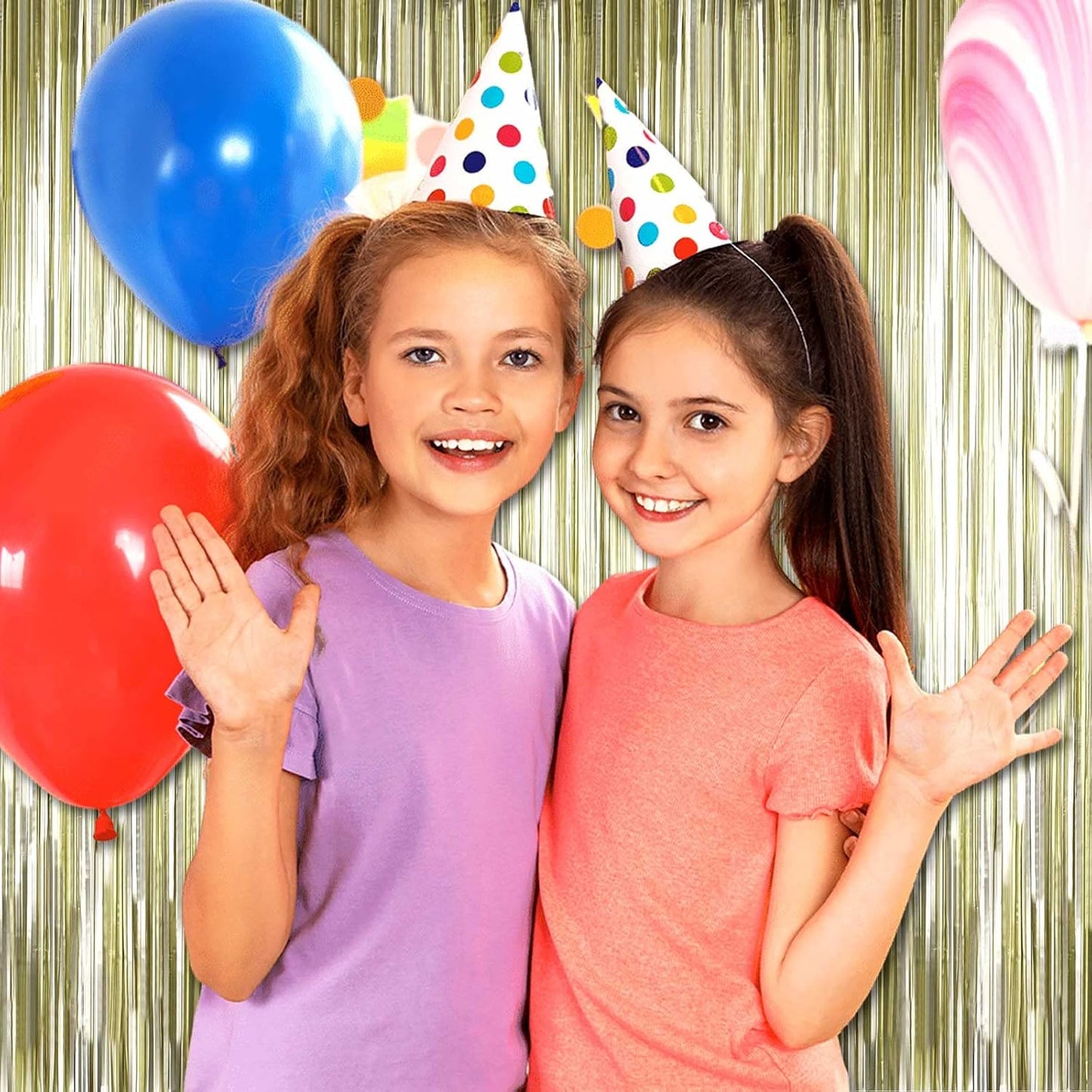 4 Pack Light Gold Foil Fringe Curtain Backdrop, 3.28Ft x 9.84Ft Metallic Tinsel Streamers Curtains for Party, Photo Booth Props, Birthday, 2022 Graduation Decoration Supplies