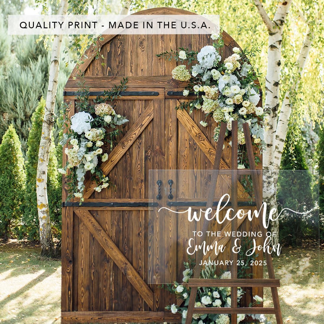 Andaz Press Custom Large Wedding Acrylic Sign, 16 X 24 Inches, Script Welcome, Personalized Sign, Welcome Sign For Modern Wedding Theme Wedding Welcome Sign Bienvenidos A Nuestra Boda