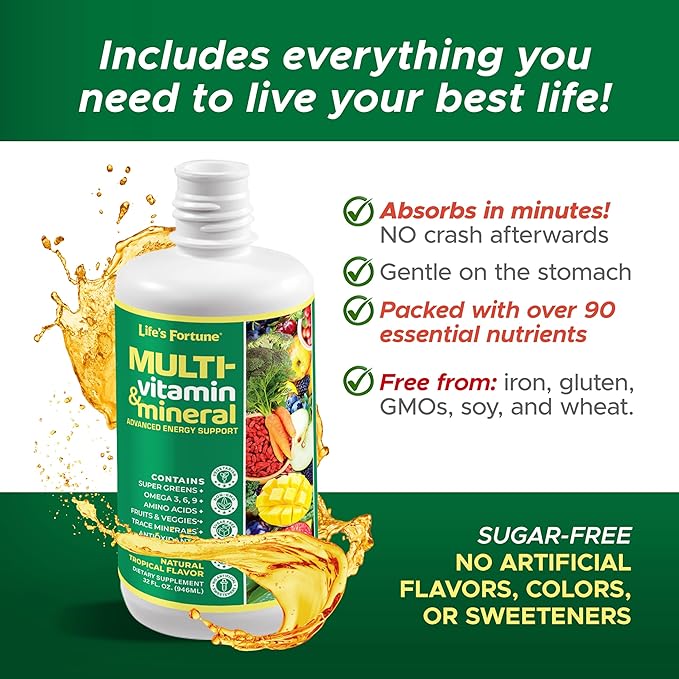 Life's Fortune Multivitamin All Natural Energy Source Supplying Whole Food Concentrates, Antioxidants, Amino Acids, Enzymes, Trace Minerals & More, 32 Servings (Pack of 2)