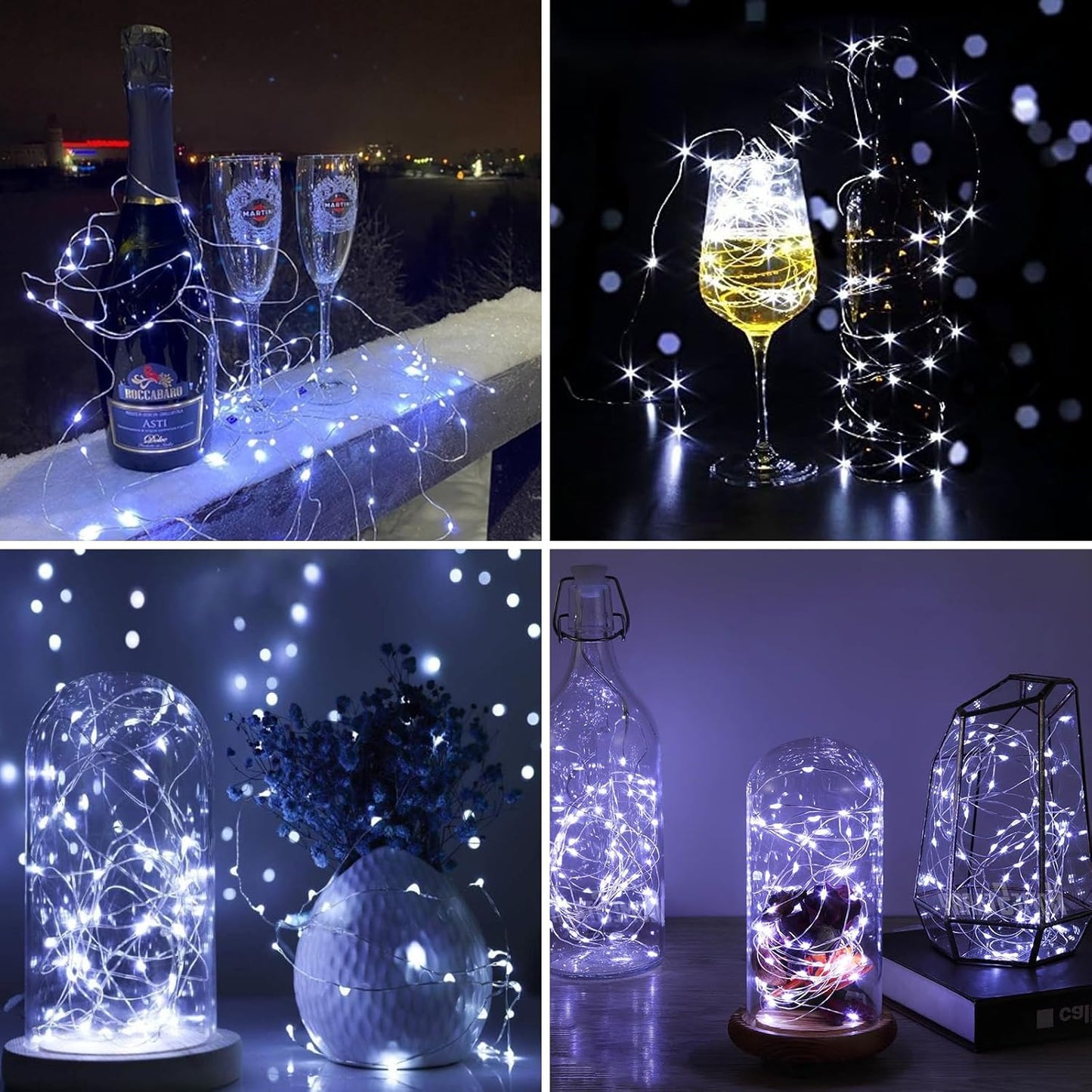 ZGWJ 8 Pack Fairy Lights Battery Operated, 7ft 20 Mini LED Fairy String Lights Silver Wire 3 Modes for DIY, Parties, Wedding, Bedroom, Halloween Christmas Decoration Silver White