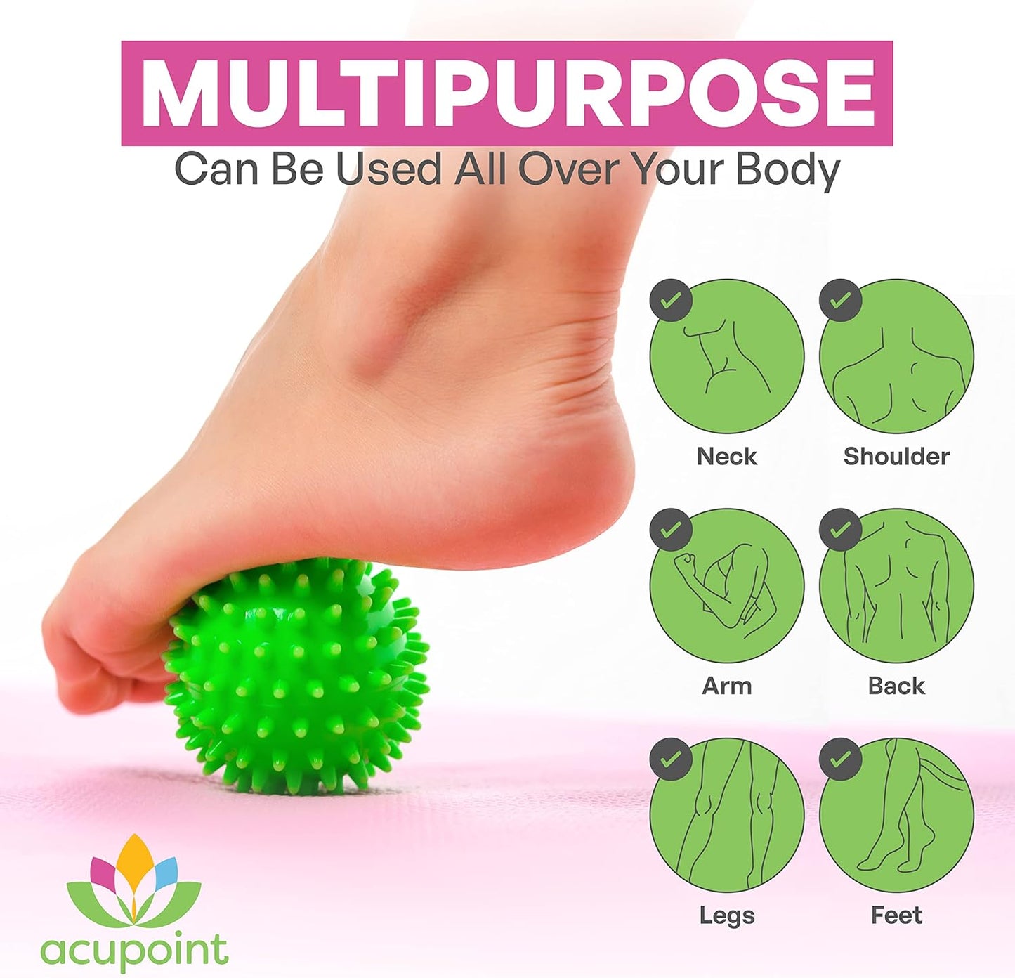 Physical Massage Therapy Lacrosse Ball Set Ideal for Yoga Deep Tissue Massage Trigger Point Therapy and Myofascial Release Physical Therapy Back Foot Plantar Fasciitis (Spiky Ball)