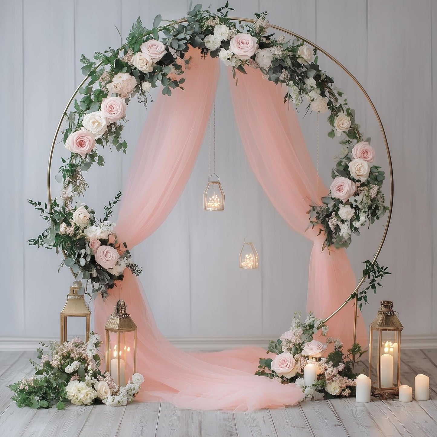 Wedding Arch Draping Fabric 6 Panels 28.7" x 20FT Blush Sheer Chiffon Backdrop Drapes for Wedding Ceremony Birthday Party Bridal Shower Outdoor Decoration