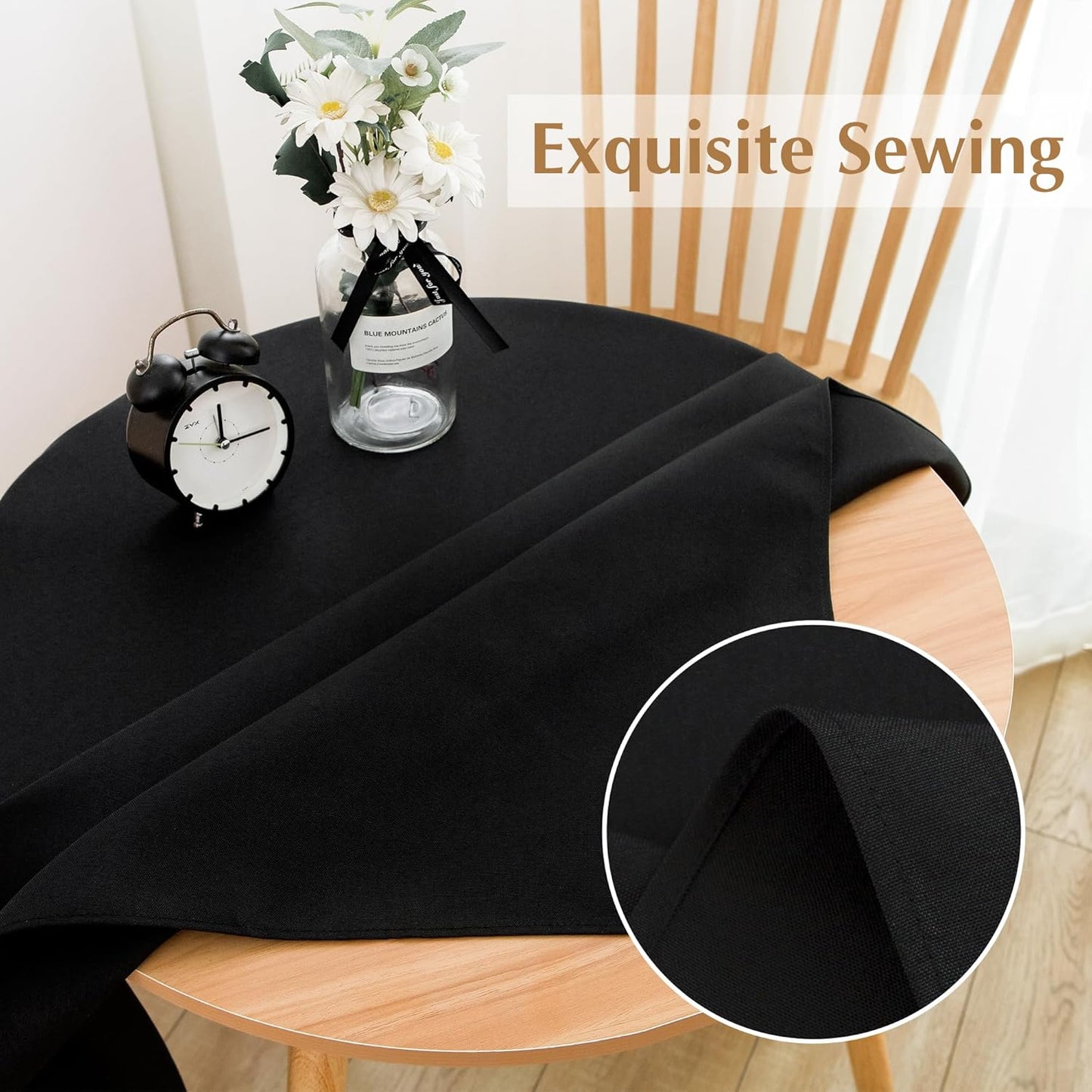 2 Pack Small Square Table Cloth 36X36 Inch Black Washable Fabric Tablecloth Polyester Solid Table Cover for Night Stand End Table Side Table Outdoor Indoor