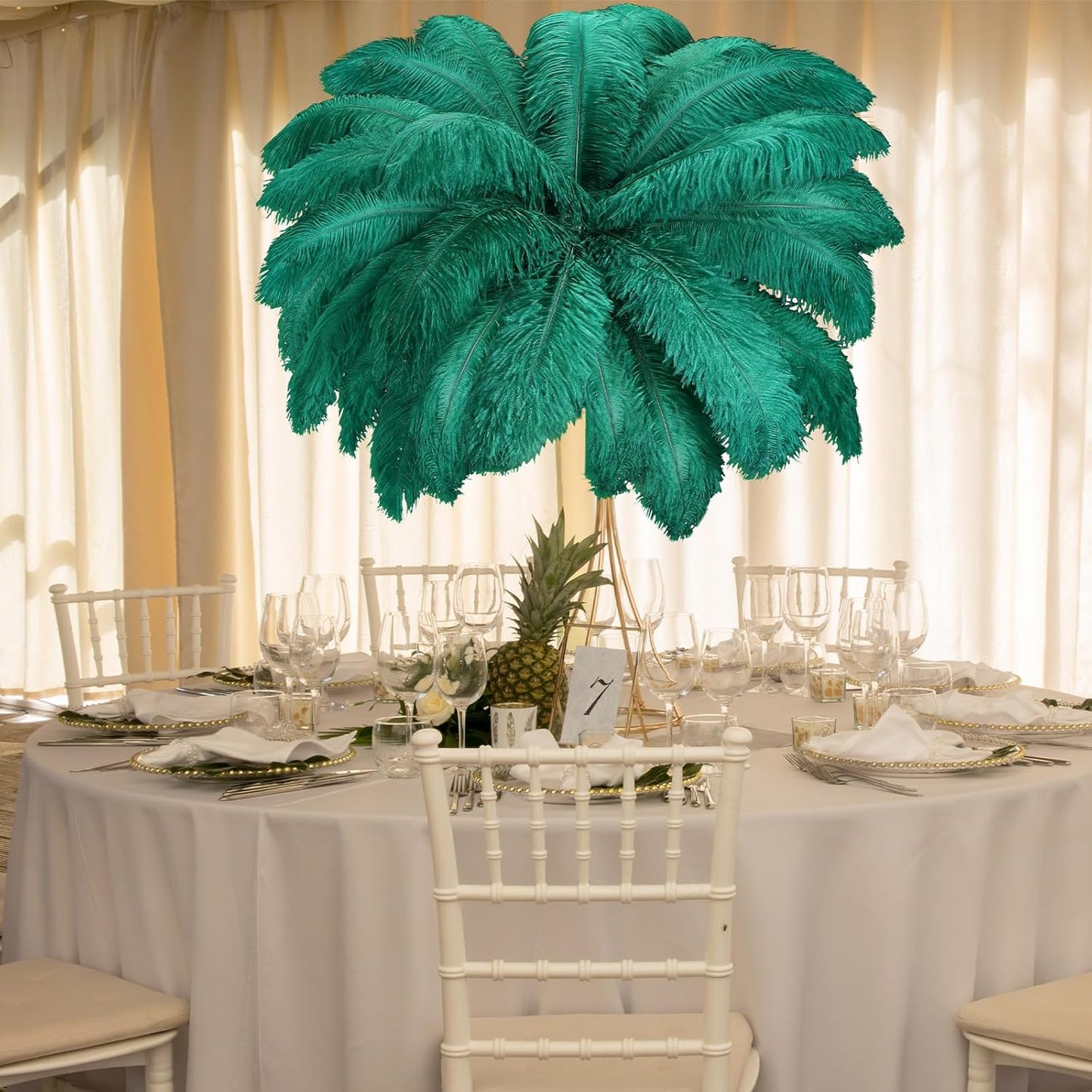 Retrowavy 30 Pcs 18-20 Inch Large Natural Ostrich Feathers Bulk for Centerpieces for Wedding Party Centerpieces Home Decoration Flower Arrangement (Dark Green)