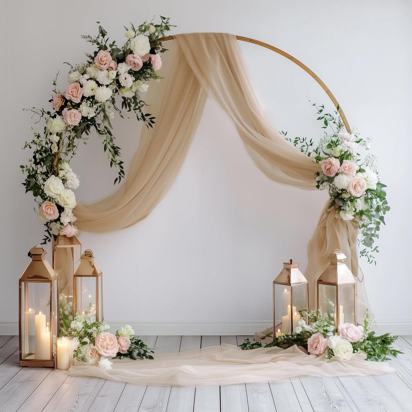 Wedding Arch Draping Fabric 3 Panels 28.7" x 20FT Nude Sheer Chiffon Backdrop Drapes for Wedding Ceremony Birthday Party Bridal Shower Outdoor Decoration