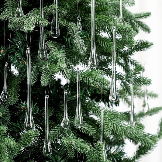 44 Pcs Clear Glass Teardrop Christmas Ornaments Crystal Raindrop Hanging Ornaments Crystal Chandelier Drop Pendant Icicles Decorations for Christmas Tree Winter Party Supplies (4 Medium Size)