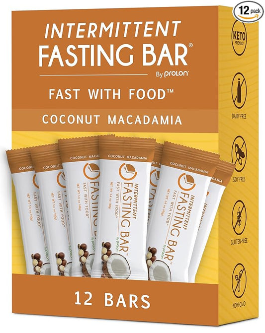 Prolon Fasting Bars | 5g Protein, 7g Fiber | Keto-Friendly, Gluten-Free, Dairy-Free, Plant-Based | Nutrition for Intermittent Fasting | Formulated to Not Break Your Fast | Coconut Macadamia Nut (12 Count)