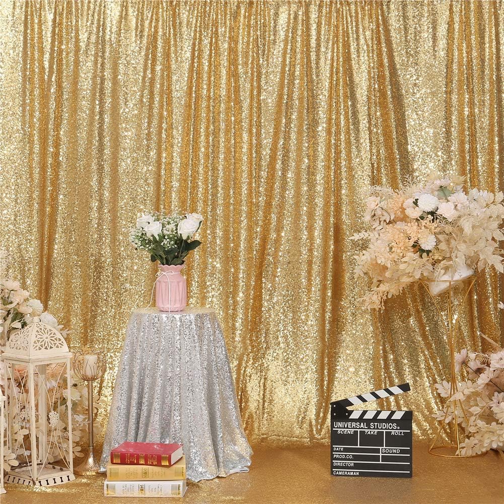 Eternal Beauty Gold Sequin Backdrop, 20x10 Ft Glitter Background Curtains for Shimmer Photography Party Wedding Birthday Back Drop Decor