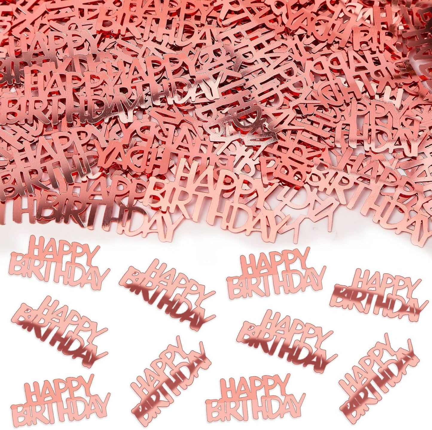 MARFOREVER Rose Gold Happy Birthday Glitter Confetti, Birthday Party Metallic Foil Table Confetti Cake Balloon Sprinkles Table Centerpiece for Adult Baby Party Decorations