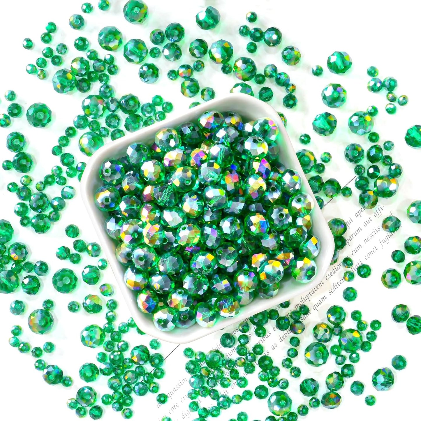 1200Pcs 4mm Crystal Glass Beads for Jewelry Making Beads for Bracelets Necklace Pendants Making Supplies(Malachite Green)
