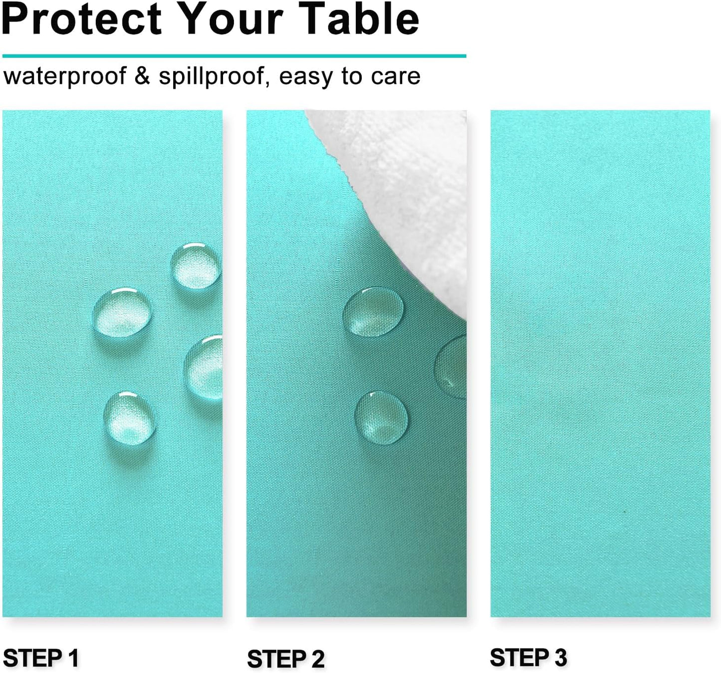 Hiasan Light Blue Rectangle Tablecloth - Waterproof Washable Polyester Fabric Table Cloth for Buffect Dining Birthday Party Wedding, 54 x 80 Inch