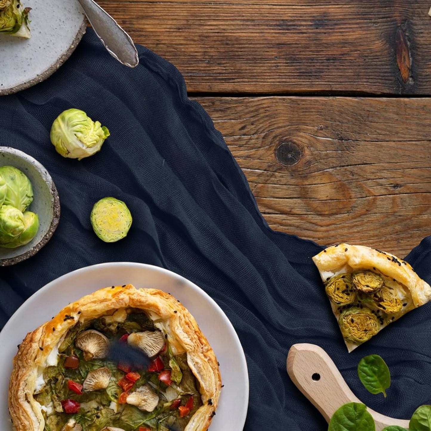 12 Pack Cheesecloth Table Runner 10Ft Christmas Gauze Boho Table Runners for Wedding Decor Bridal Shower Decorations Baby Shower Party(35" x 120")(Navy)