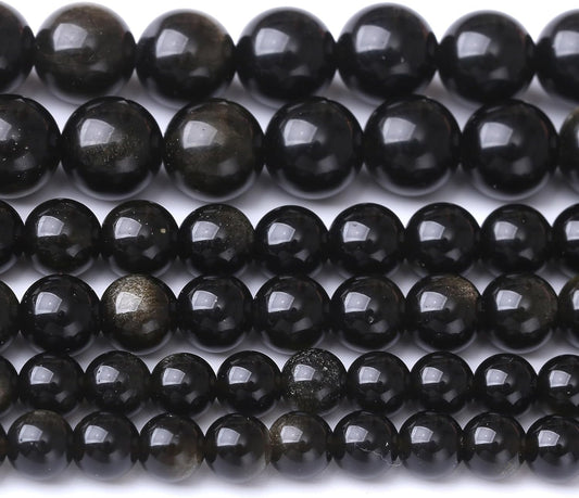 Gold Obsidian Stone Beads for Jewelry Making DIY Craft Gemstone Beads Kit (4mm, 88pcs) Cosmic Crystal Pebbles for Bracelets, Necklaces, Home Decor