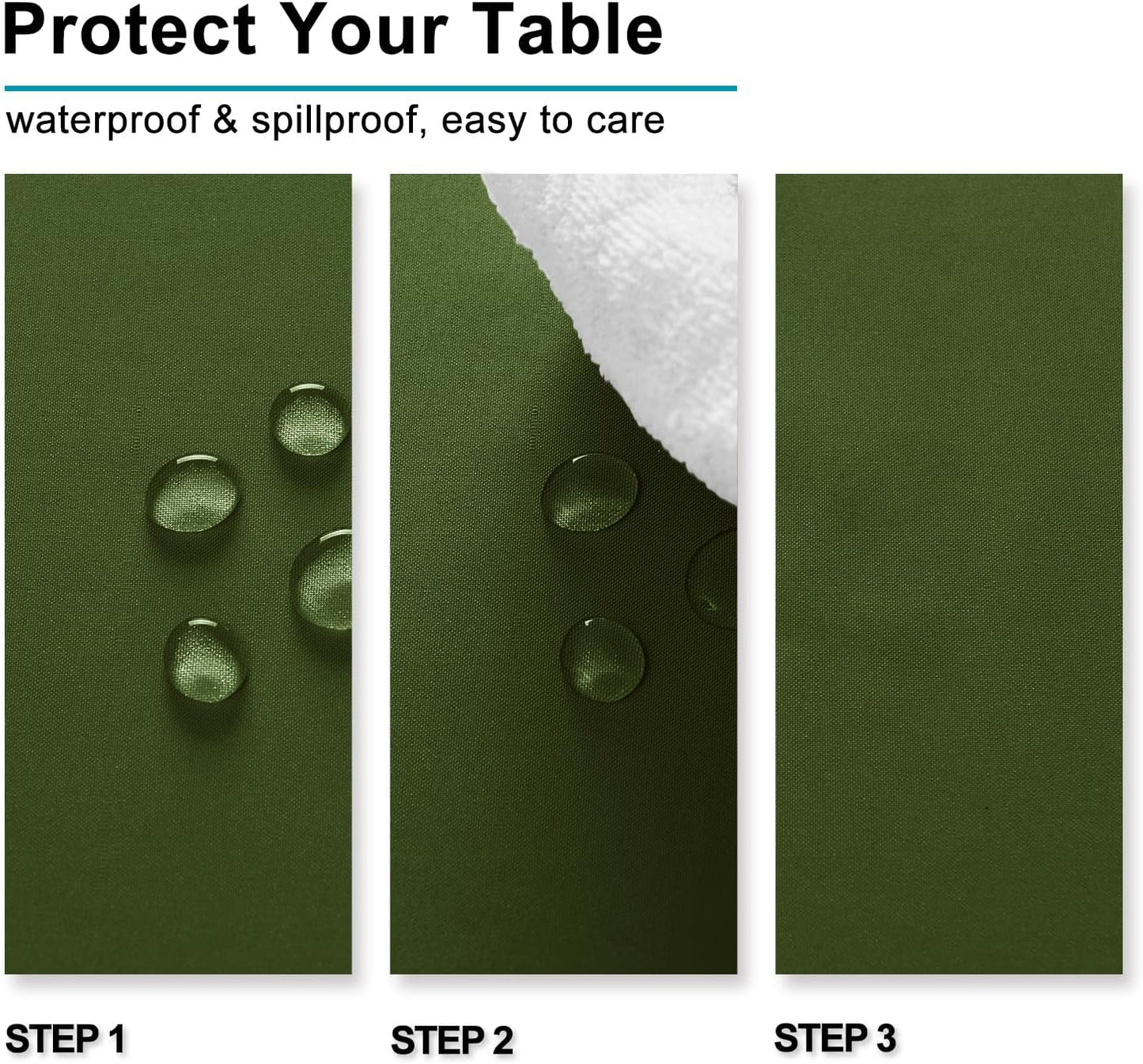Hiasan Olive Green Rectangle Tablecloth - Waterproof and Spillproof Washable Fabric Table Cloth for Dining Room Kitchen Party and Outdoor, 60 x 84 Inch