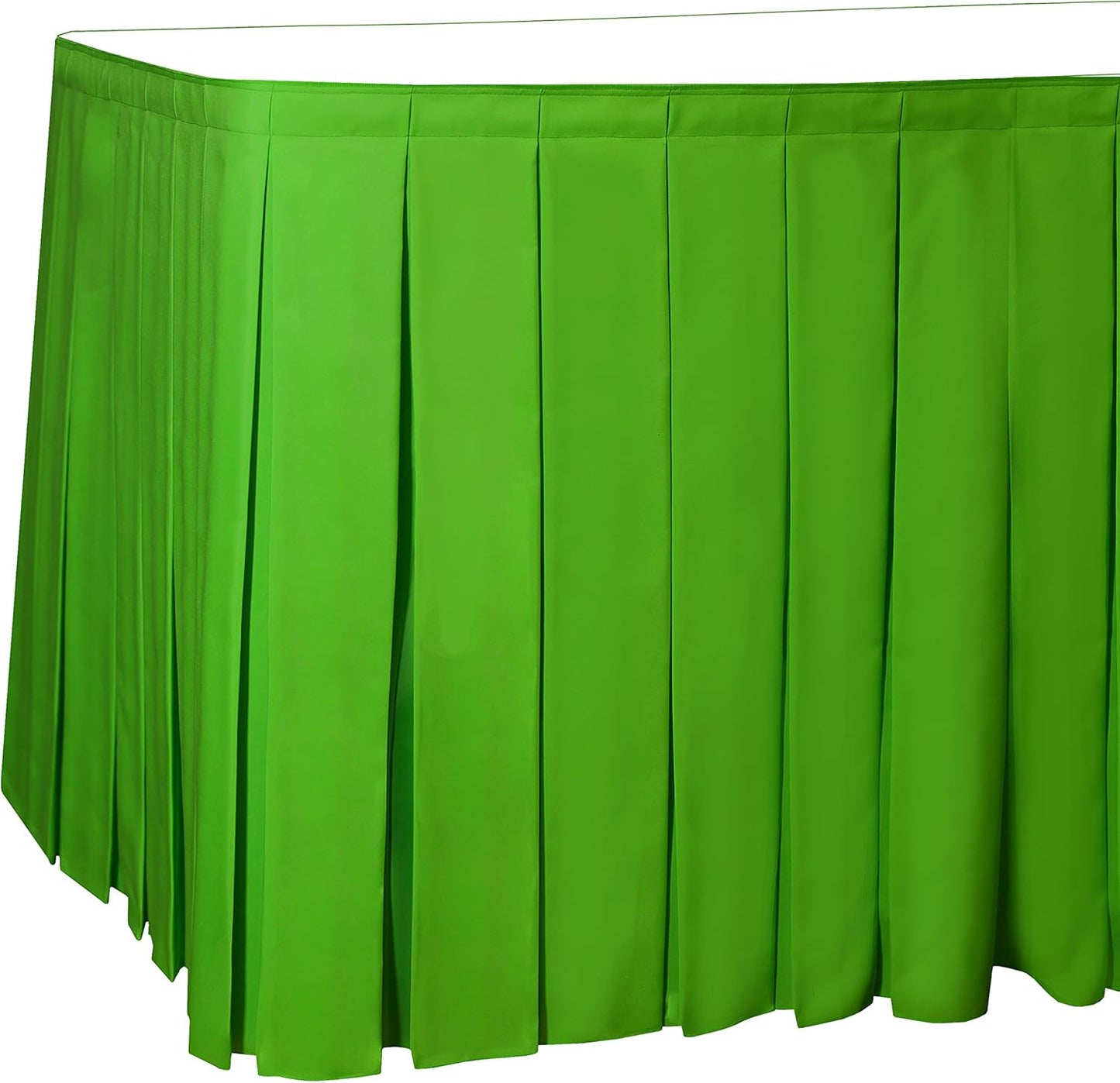 Ultimate Textile Pleat Polyester Fabric Table Skirt - Machine Washable Flame Resistant with Clips for Events, Weddings & Trade Shows, Cut & Sewn in Paterson, NJ - Kelly, 7' Box Pleat