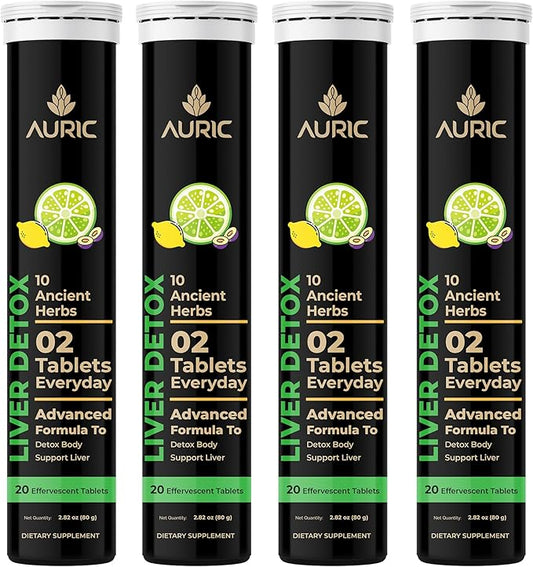 Auric Herbal Liver Support Supplement | Milk Thistle (Silymarin), Turmeric, Garlic, Ginger for Liver Health | Advanced Detox & Cleansing Formula for active Liver | 80 Tablets | Plant Based Gluten-Free