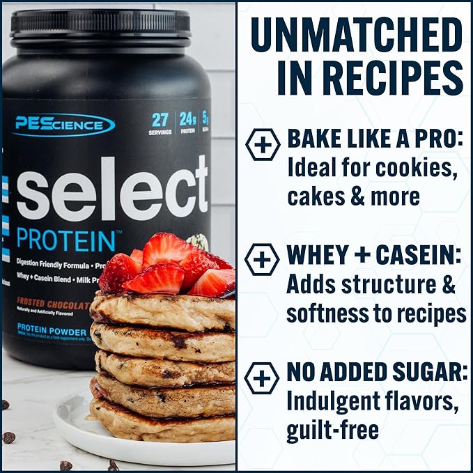 PEScience Select Protein Powder, Whey and Casein Blend, Clean Protein Powder for Women and Men, Low Calorie, Low Carb, Keto Friendly, Gluten Free, Frosted Chocolate Cupcake, 27 Servings