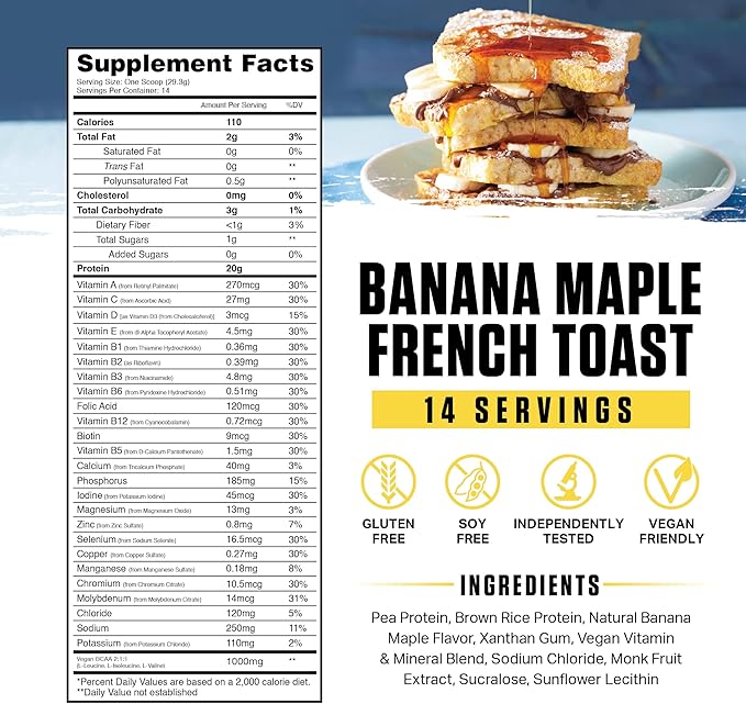 Ambrosia Planta - Premium Organic Plant-Based Protein | Vegan & Keto Friendly | Gourmet Flavors with No Bloating or Stomach Upset | No Added Sugar | 14 Servings | (Banana Maple)