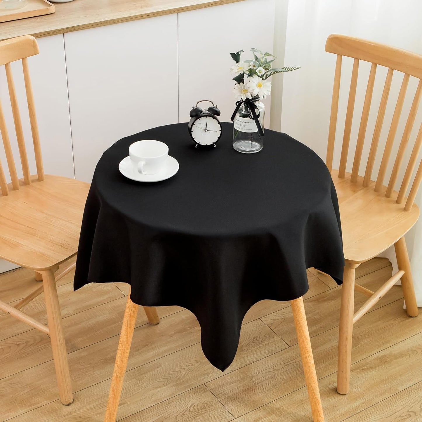 2 Pack Small Square Table Cloth 36X36 Inch Black Washable Fabric Tablecloth Polyester Solid Table Cover for Night Stand End Table Side Table Outdoor Indoor