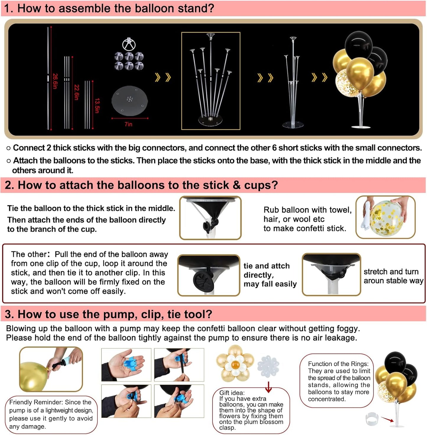 TONIFUL 4 Set Gold Balloon Centerpieces for Table, Balloon Stand Kit for Party Centerpiece Table Decorations, 50th 60th 70 th 80th 90th 100th Birthday Decorations Graduation Decoration 2025 New Years