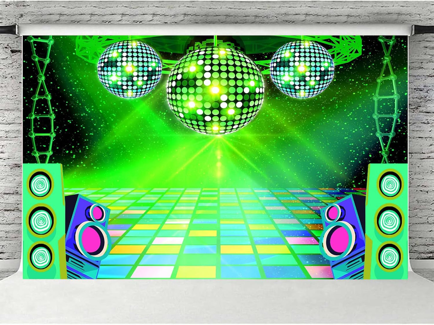 Dance Party Backdrop Retro 80s 90s Theme Stage Dance Ball Music Birthday Party Decoration DJ Photography Background 5 x 3 ft for Baby Shower Picture Photo Shoot Polyester Fabric,Purple