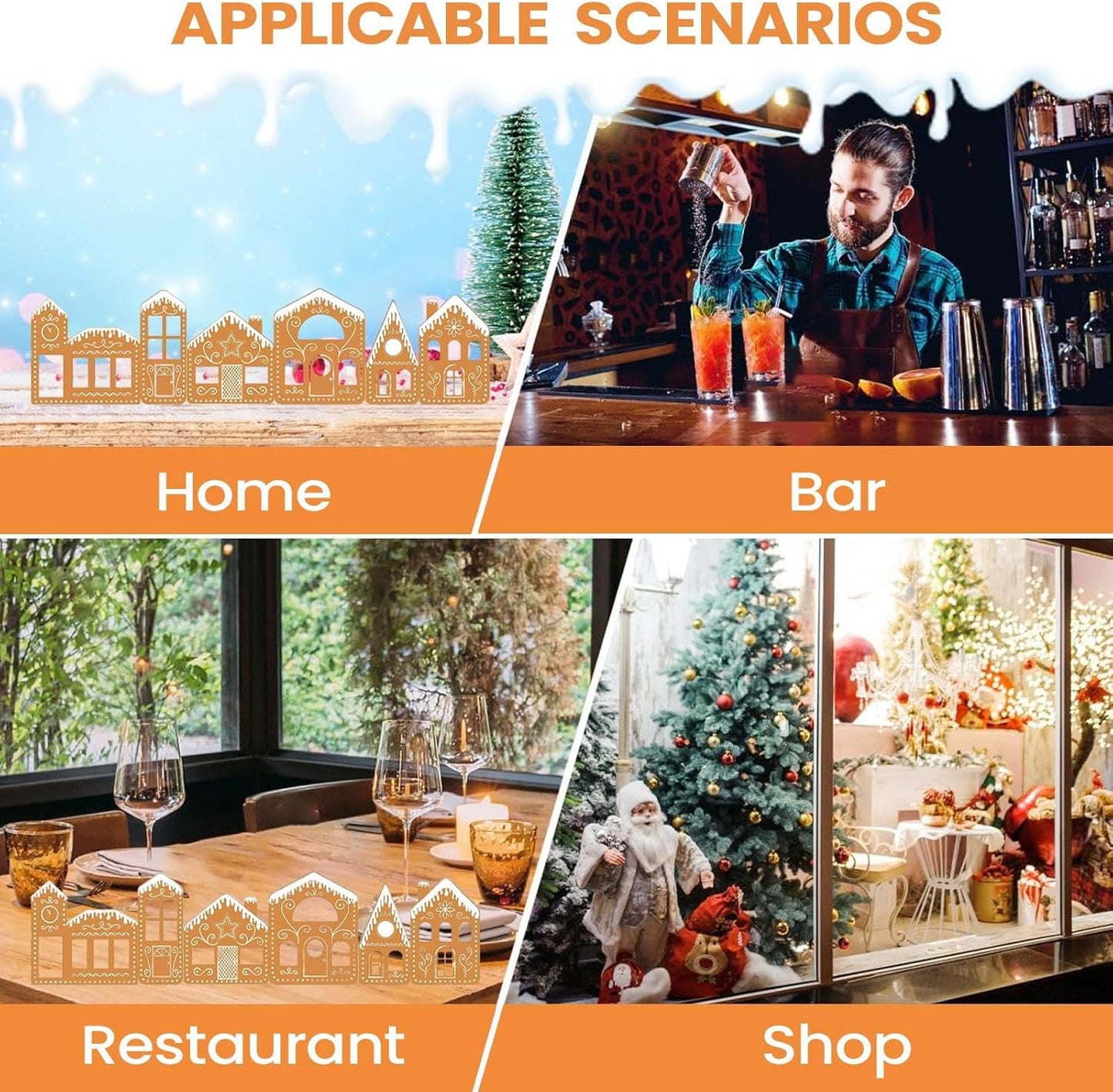 Christmas Gingerbread Village Light-Up Decor, House Cardboard Kit with LED Lights, Foldable House Village Centerpieces Christmas Decorations, Holiday Home Tabletop Decor