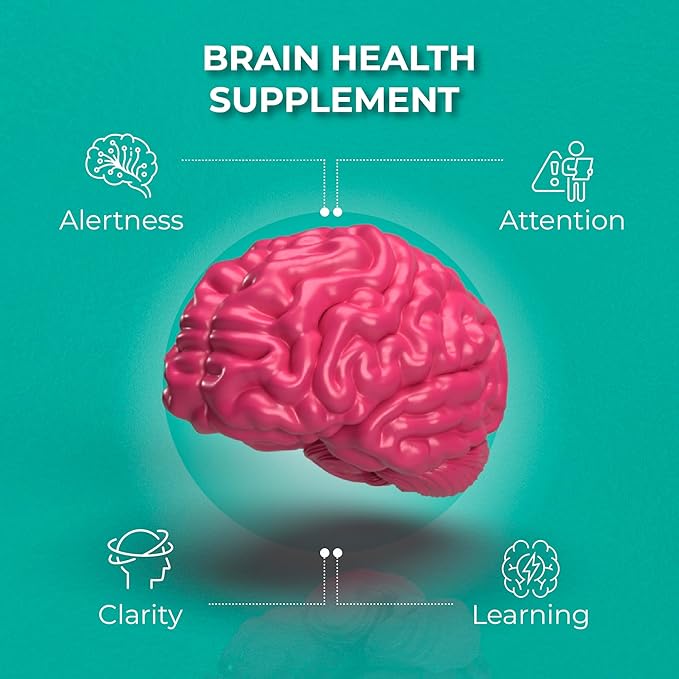 Ageless Brain Supplements for Memory and Focus - Nootropic Brain Health Supplement for Adults - with Bacopa Monieri, Alpha GPC, L-Tyrosine, Vitamin B6, Niacin & More, 60 Capsules
