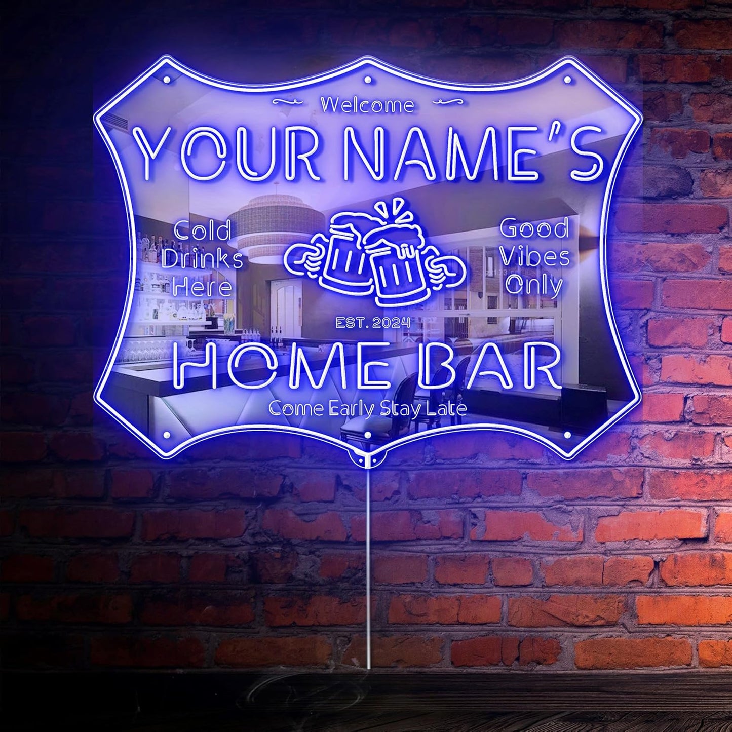 ADVPRO Personalized Your Name Home Bar RGB Dynamic Glam LED Sign - Cut-to-Edge Shape - Smart 3D Decoration - Multicolor Signage st06s43-fnd-p11d-tm-c
