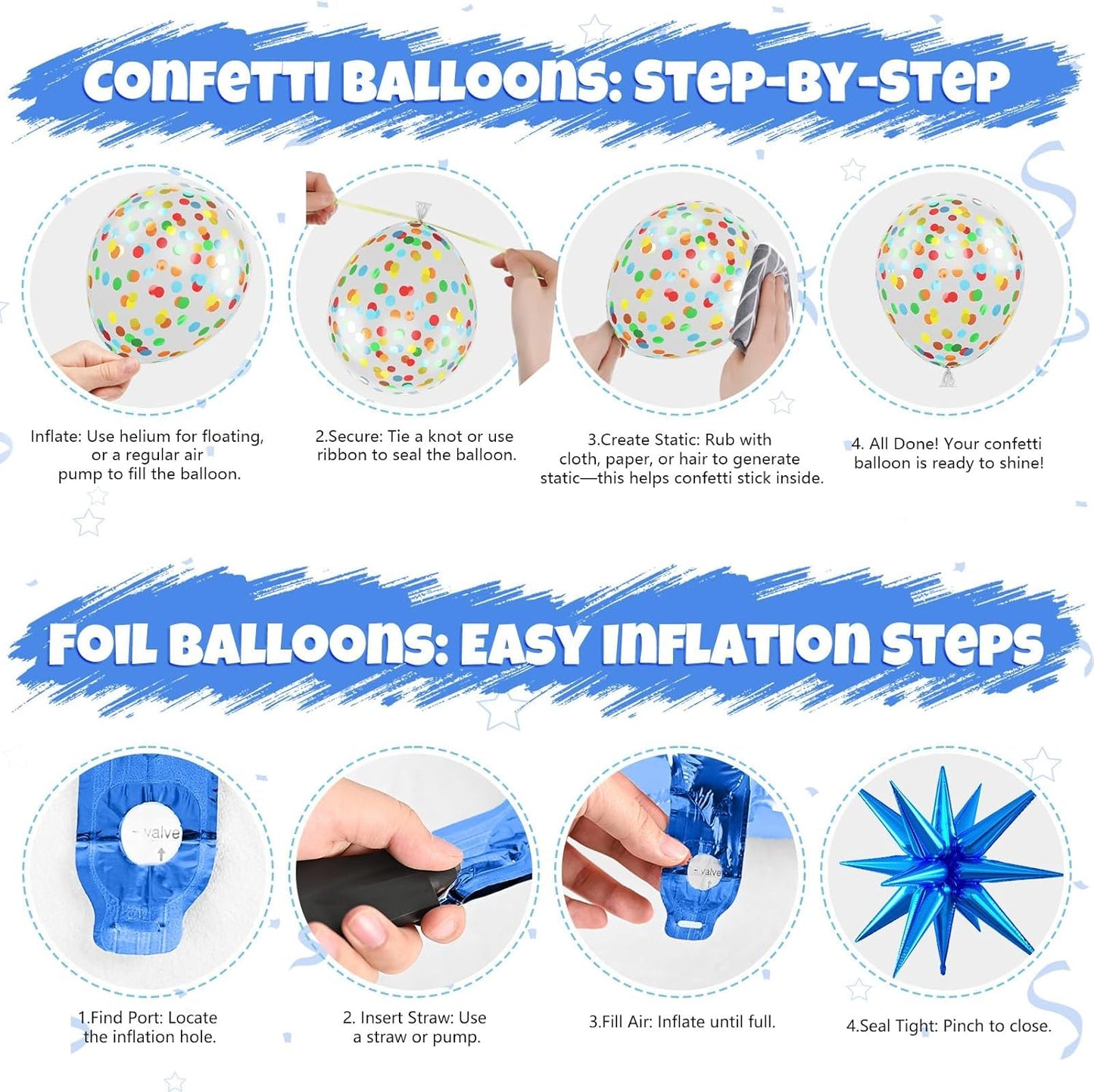 Black and Red Yellow Blue Balloons, 12 Inch Black Red Yellow Blue Green Metallic Silver Confetti Balloons with Star Foil Balloon for Boys Graduation Birthday Baby Shower Party Decorations