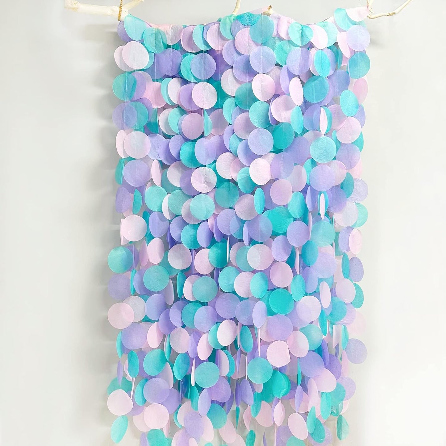 205 Ft Teal Purple Party Decorations Big Circle Dot Backdrop Garland Tissue Paper Polka Dots Hanging Curtain Streamer for Mermaid Under the Sea Birthday Bachelorette Wedding Baby Shower Party Supplies