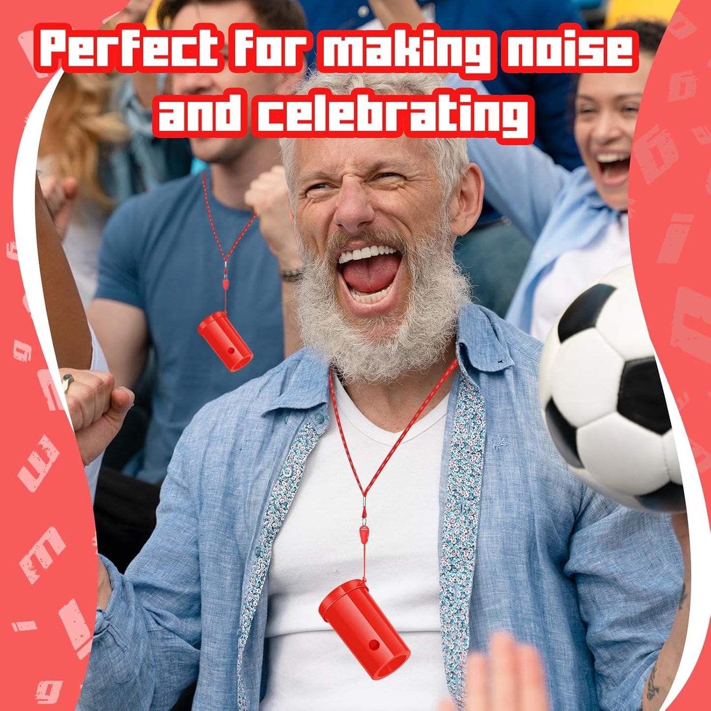 12 Pcs Mini Air Horns 3 Inch Noisemakers for Sporting Events Parties Celebrations Loud Noise Maker Blow Horn Noise Whistle with Lanyard for Birthday Party Celebrations Goodie Fillers(Red)