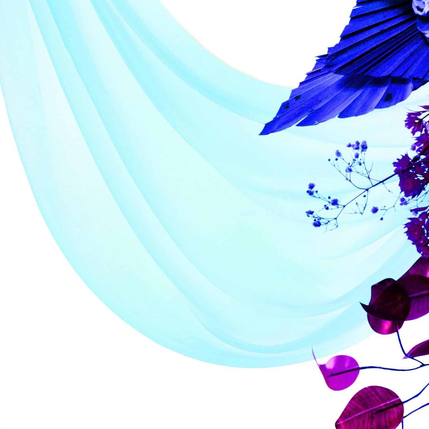 VDS Pack of 2 Panel (30 Inch X 50 Feet) Wedding Arch Draping Fabric Sheer Chiffon Fabric Drapery for Wedding Ceremony Reception Swag Backdrop Canopy Chuppah ARBO Altars Decoration (Teal)