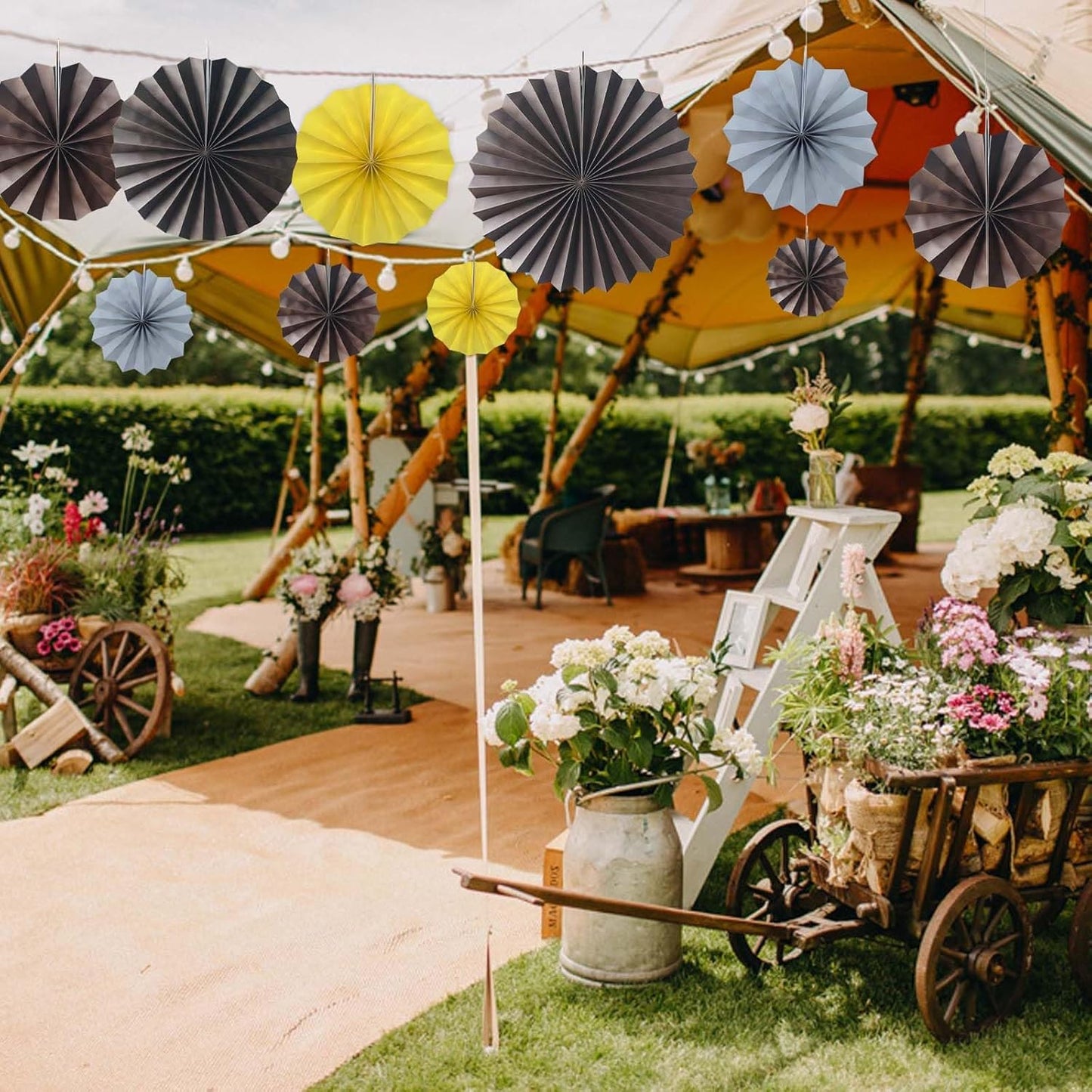 Coffee Party Decorations,Coffee Birthday Decorations,Party Events Accessories,Coffee Themed Party Decorations,Coffee Party,Friends Themed Party 8in Hanging Paper Fans 30 Color DIY Set(Coffee))