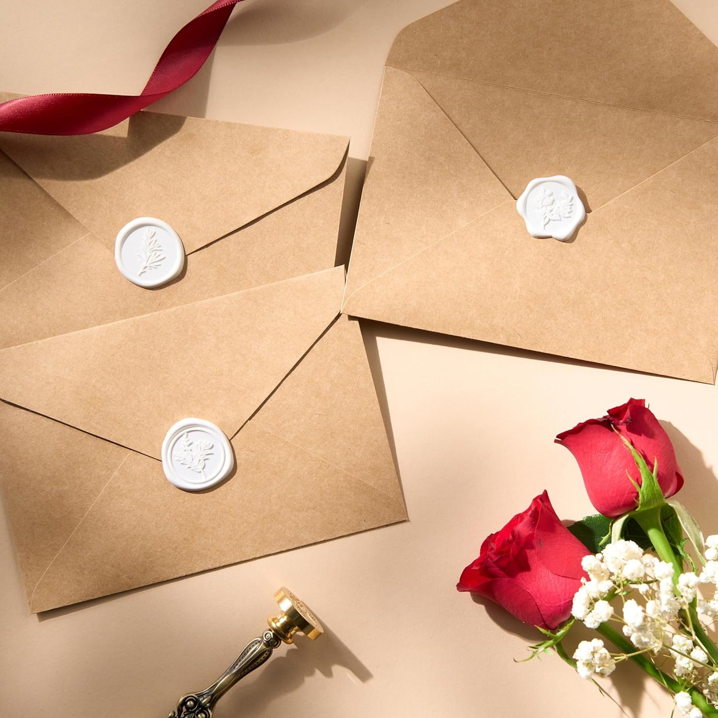 Wax Seal Stickers (60 Pcs, 3 Designs in 1 Pack) Premium Envelope Seal Stickers for Wedding Invitation Envelopes, Adhesive Wax Seals, Perfect for Seating Chart, Gift Wrapping