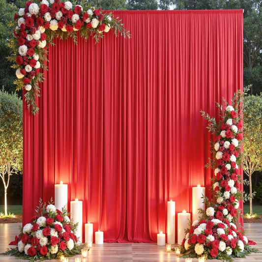 10×14ft Wrinkle Free Red Backdrop Curtain for Wedding Parties,2 Panels 5×14ft Height Soft Silky Polyester Backdrop Drapes Red Photo Back Ddrop Curtains for Event Photography Christmas Background Cloth