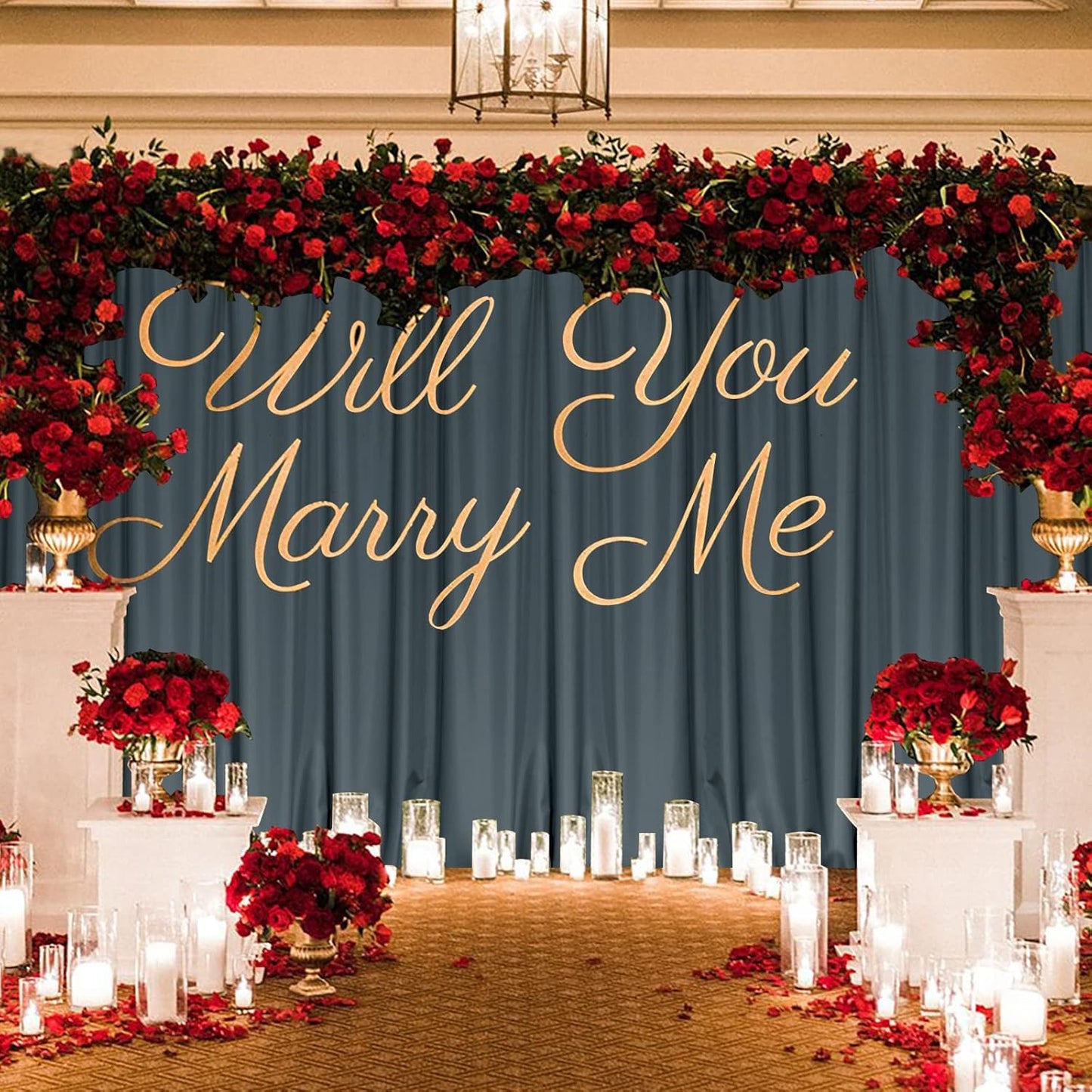 MYSKY HOME 10ft x 10ft Bluish Grey Curtains for Parties, Weddings, Stage, 5ft x 10ft, 2 Panels