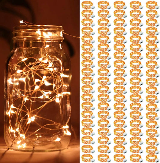 ZGWJ 100 Pack Fairy Lights Battery Operated, 7ft 20 Mini LED Fairy String Lights Silver Wire 3 Modes for DIY, Parties, Wedding, Bedroom, Halloween Christmas Decoration Orange