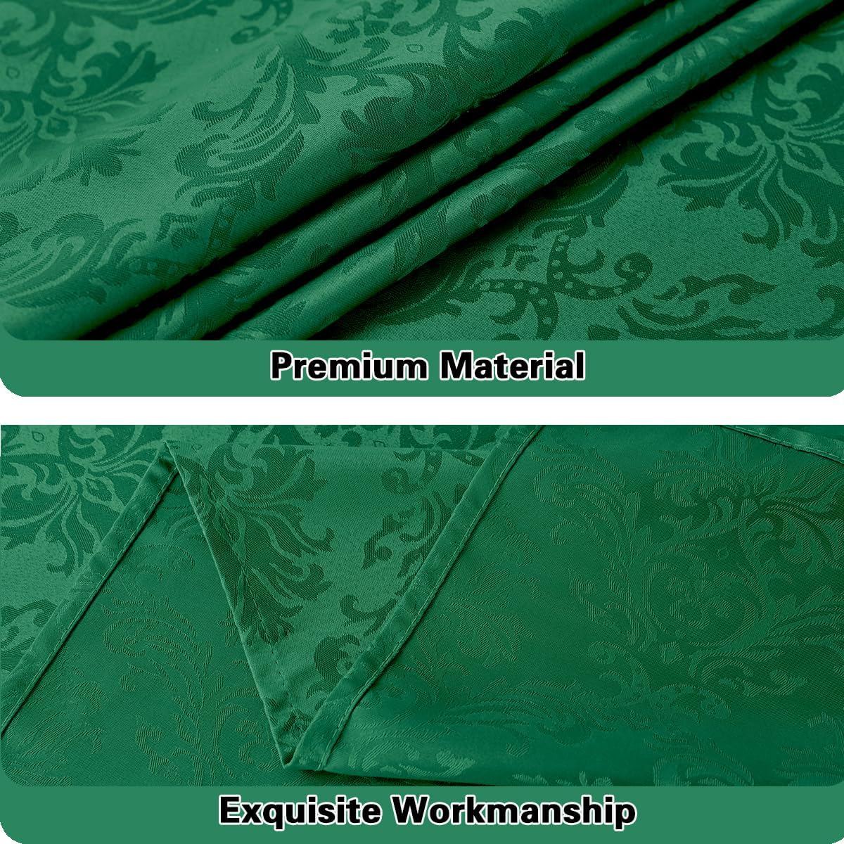 SASTYBALE Jacquard Tablecloth Rectangle 60 x 102 Inch, Waterproof Oil Proof Washable Damask Table Cloth, Heavy Weight Fabric Table Cover for Dining, Parties, Indoor, Outdoor, Green