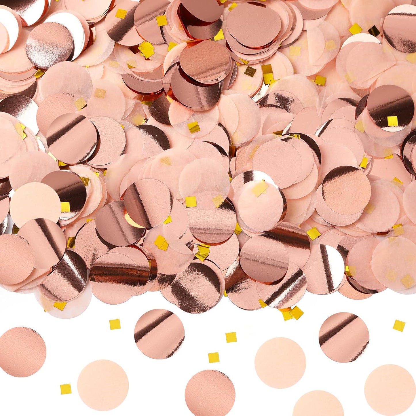 MARFOREVER Round Tissue Paper Confetti, Rose Gold Table Confetti Dots Decorations Birthday Party Scatter Table Sprinkles Hearts for Balloons Wedding Baby Shower Festival Supplies(1 inch)