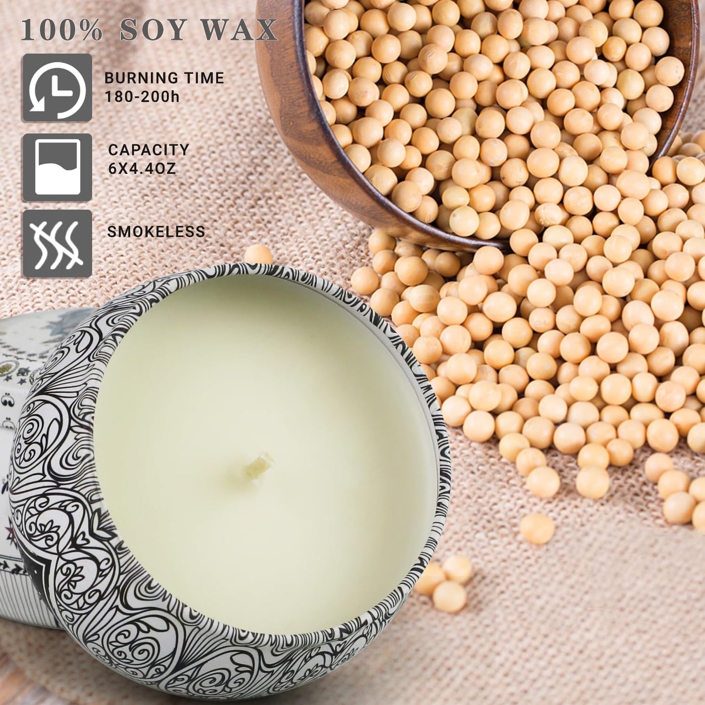 6 Pack Scented Candles Gift Set, Aromatherapy Candles for Home Scented, 200H Long Lasting Soy Wax Candle Gifts for Women, Ideal for Birthday, Mother's Day, Valentine, Christmas