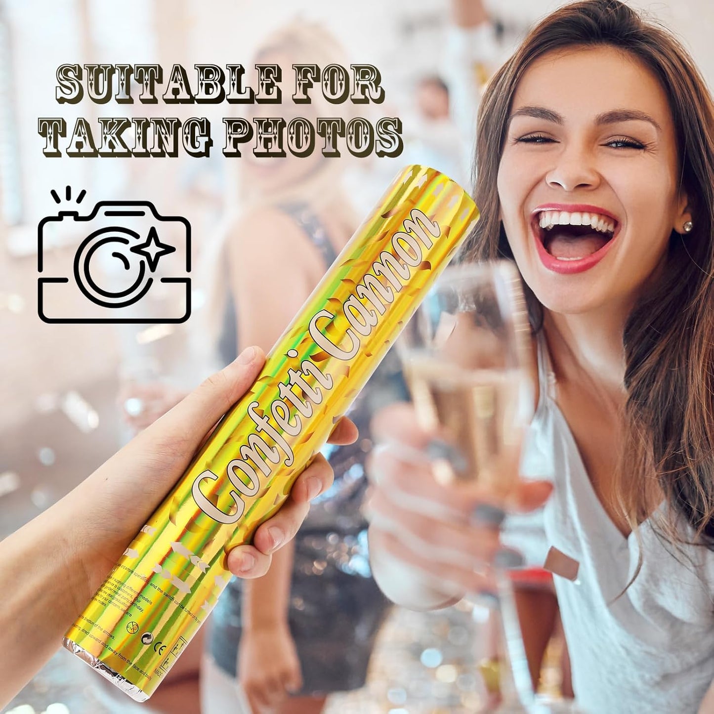 Confetti Poppers [5 Pack] 12 Inch Gold Confetti Cannons | Perfect for Graduation, New Year’s Eve, Weddings, Birthday Parties & All Celebrations | Gold Mylar Confetti for Festive Occasions