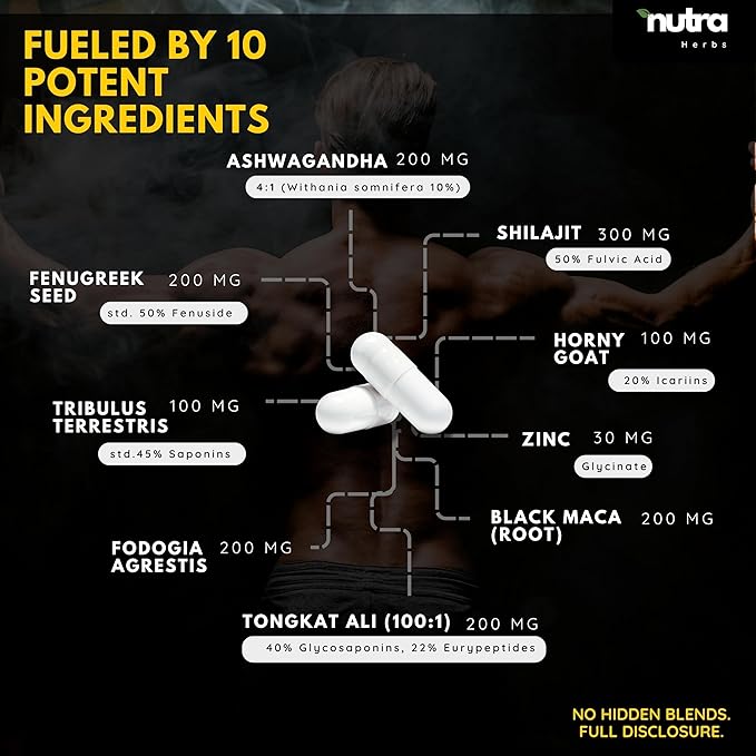 Masculinity Maximizer-Enhanced Testosterone Support - Muscle Growth, Vitality, Drive, Strength, Recovery Support with Ashwagandha, Tongkat Ali, Shilajit, Fadogia, Black Maca, Horny Goat